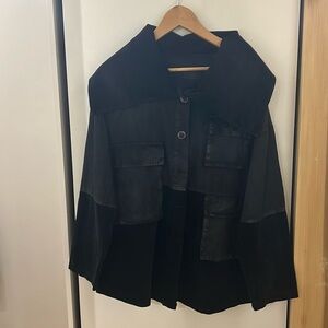 NWT- Black Canvas and Velvet Jacket